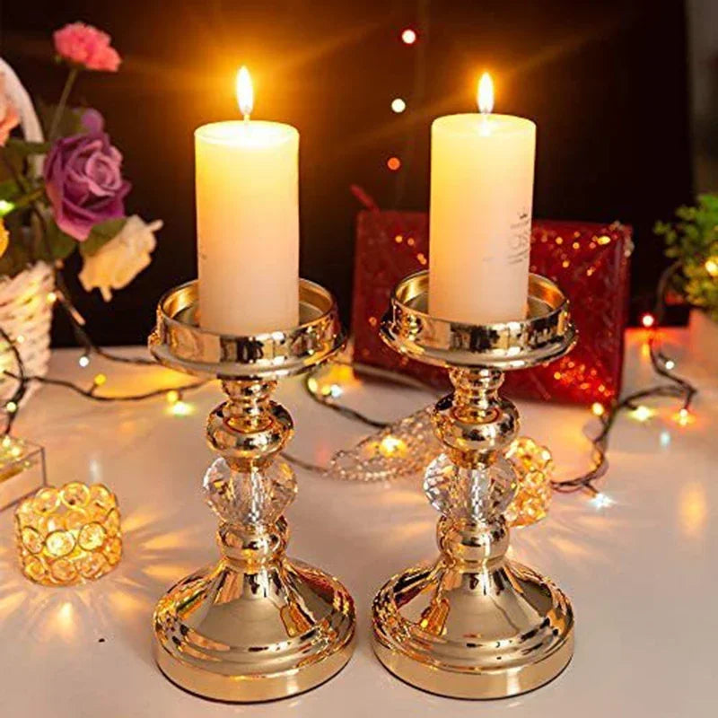 Meadow European Golden Crystal Candle Holder