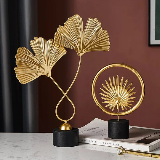 Luciana Nordic Gold Ginkgo Leaf Crafts: Luxury Living Room Decor