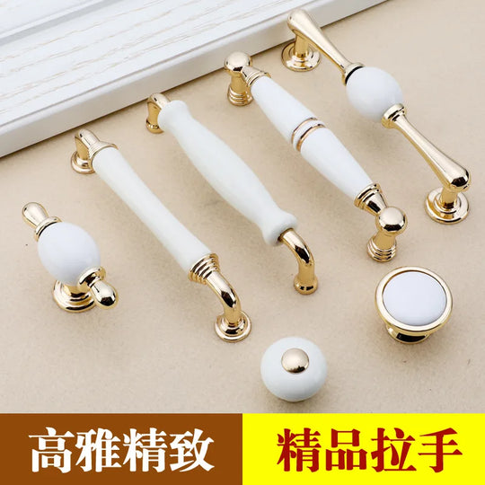 Arlet European Style White Porcelain Cabinet Knobs Handles Kitchen Drawer Handles Door Knob Furniture Pull for Kitchen Cabinet Knob