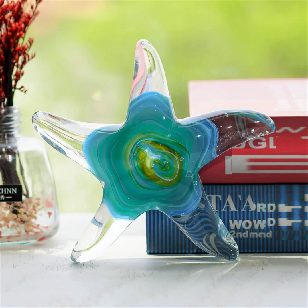 Legacy Crystal Handmade Glass Blown Table Decor, Starfish Figurine