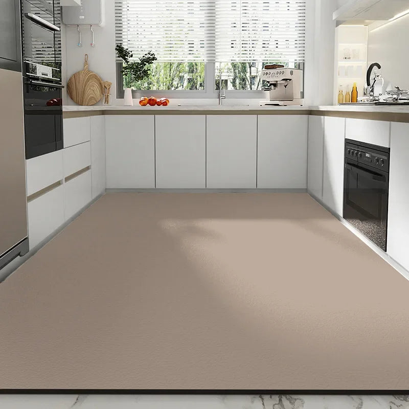 Kitchen Carpet Pvc Leather Mats Grey Solid Color Large Area Rug Waterproof Oil-proof Non-slip Floor Mat Alfombra De Cocina 주방 카펫