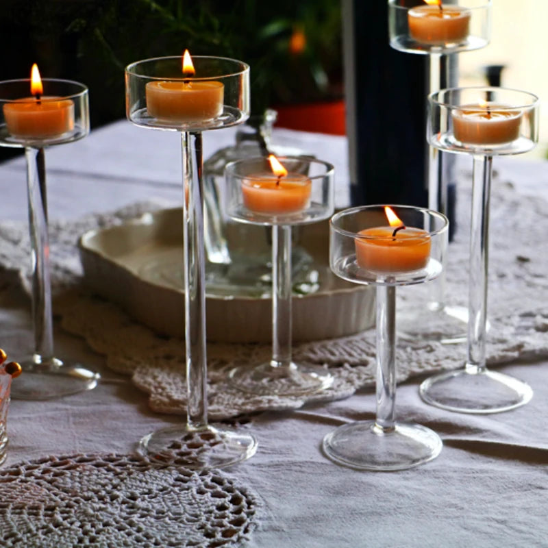 Alessia Glass Candle Holders Set