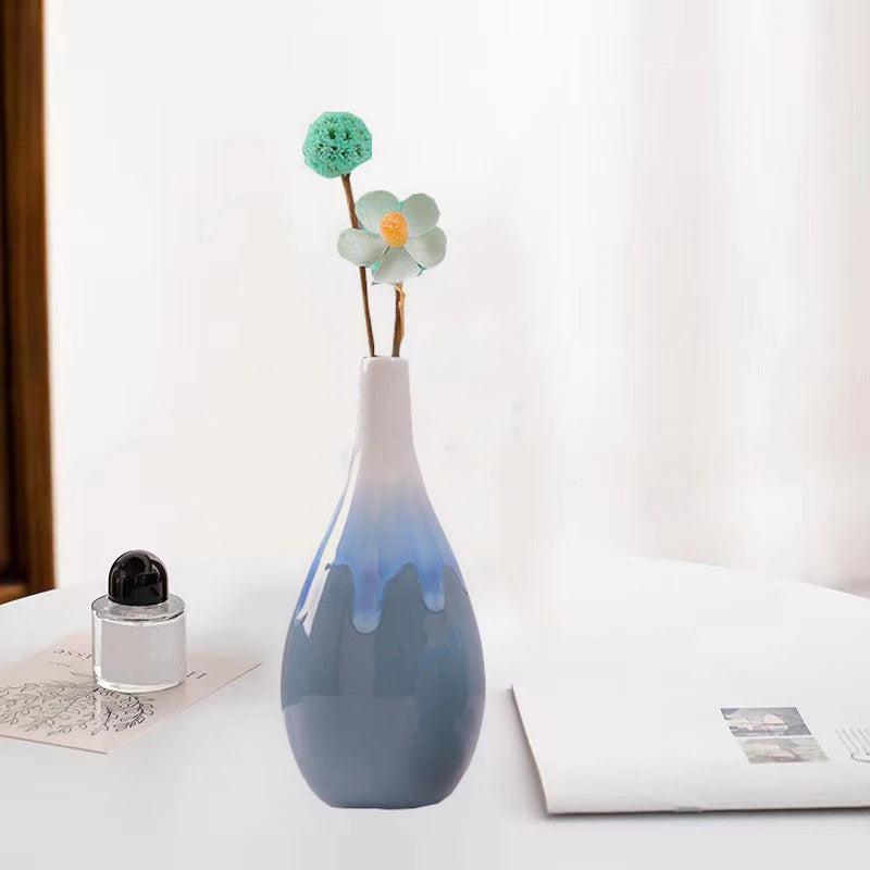 Maliyah Flowing Glaze Ceramic Vase: Minimalist Elegance