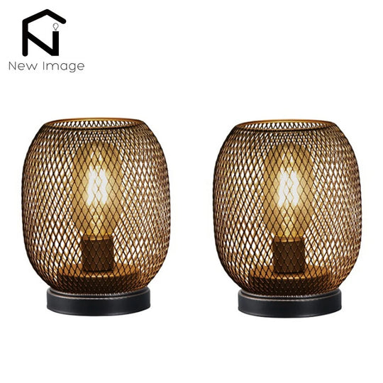 Willa 2Pcs Metal Cage Table Lamp LED Lantern