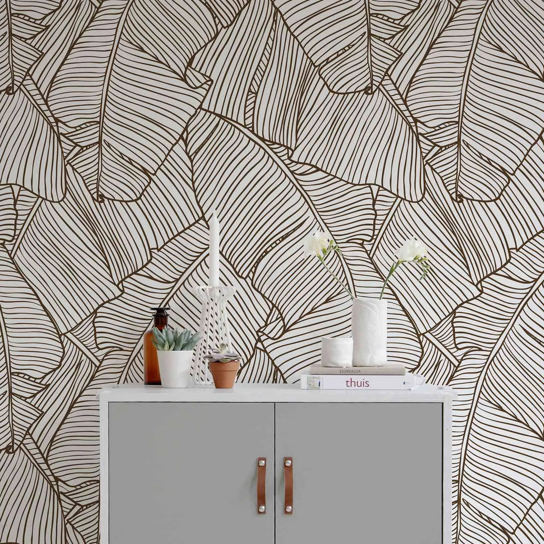 Emily's Tropical Banana Leaves Sketch Removable Wallpaper