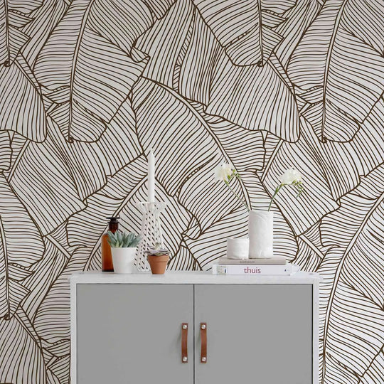 Emily's Tropical Banana Leaves Sketch Removable Wallpaper