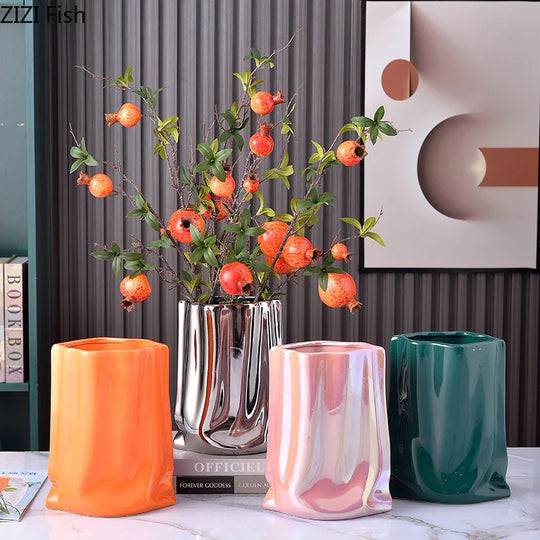 Averie Pleated Texture Ceramic Vase: Elevate Your Decor