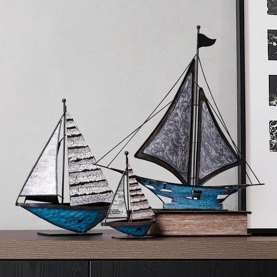 Riley's Retro Sailboat Model - Nautical Home Decor