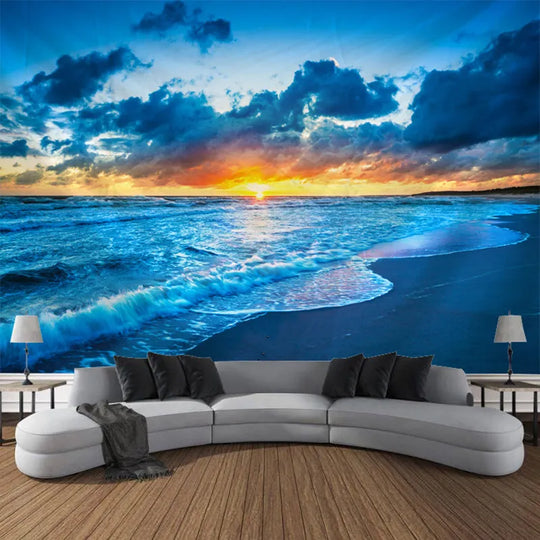 Ella's Beach and Sunset Landscape Tapestry