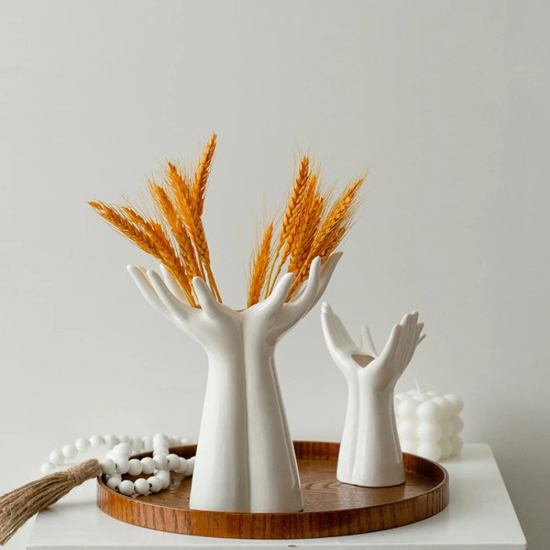 Opal Ceramic Hand Arm Palm Vase: A Touch of Artistry