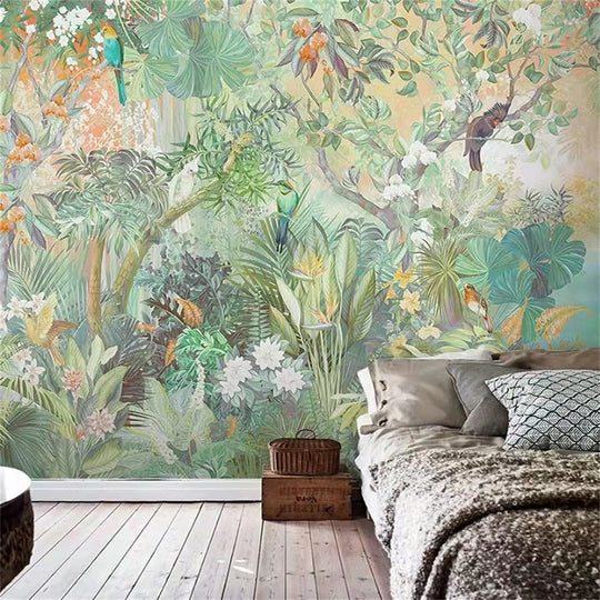 Emily's Custom Tropical Rainforest Mural Wallpaper