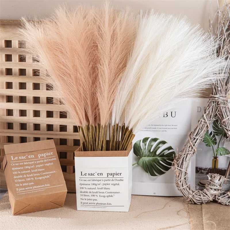 Scarlet Lily's 10Pcs Artificial Flower Pampas Grass Fake Plant Reed Wedding Decoration Flowers