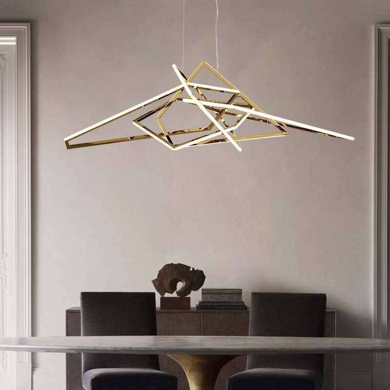 Modern Geometric Gold Led Light Chandelier Chandeliers