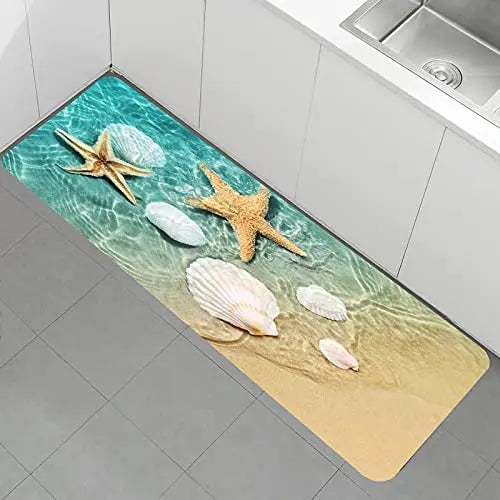 Beach Starfish Scallop Kitchen Floor Mat Living Room Bedroom Decor Carpet Home Hallway Entrance Doormat Balcony Bathroom Mat