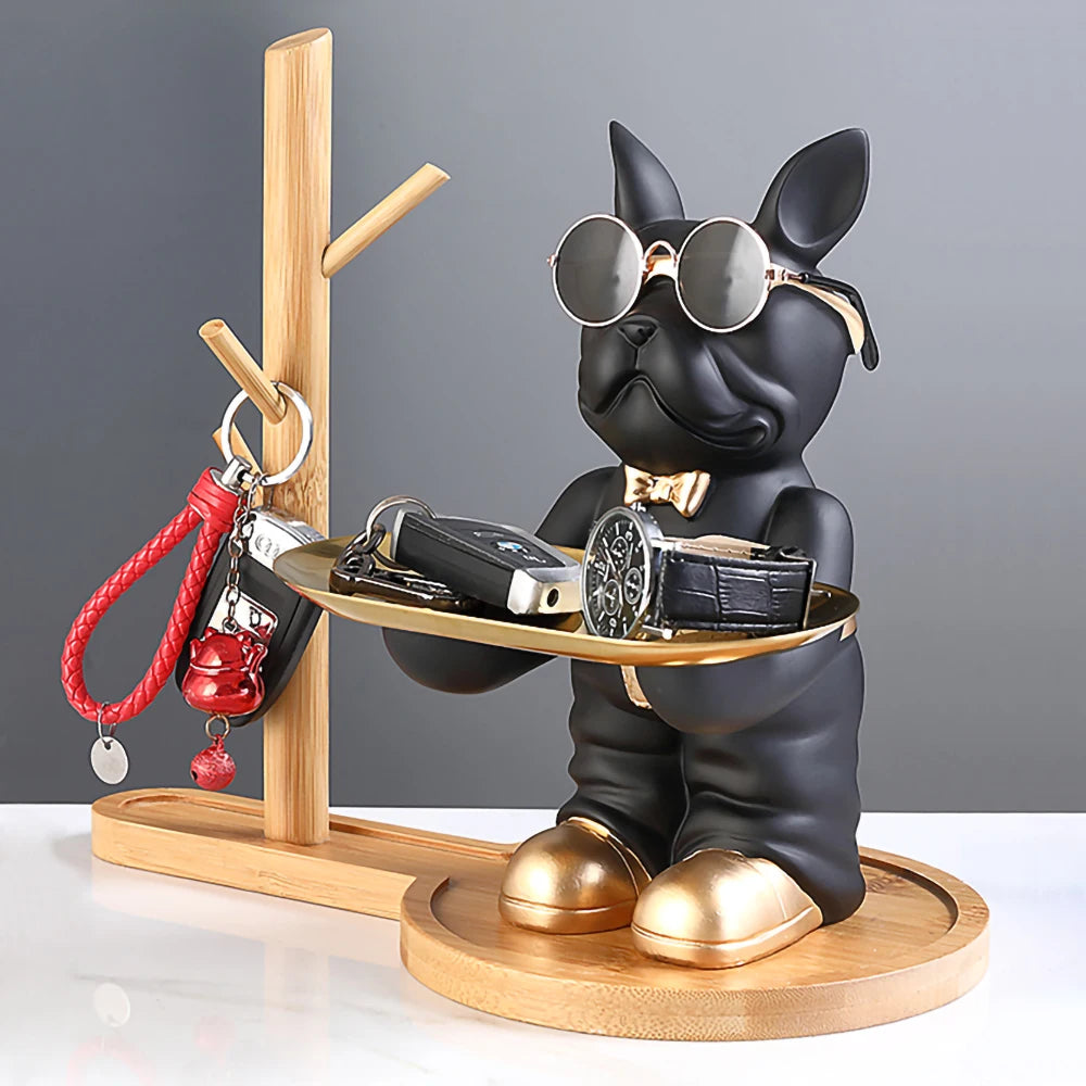 Eleanor's Resin French Bulldog Statue Decorative Storage Tray