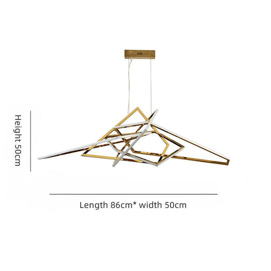 Modern Geometric Gold Led Light Chandelier L86 X W50 H50Cm (L33.9 W19.7 H19.7) / Warm White