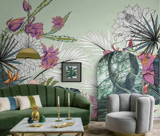 Molly's Custom Tropical Plants Rain Forest Leaves Photo Mural Wallpaper