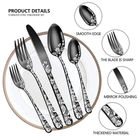 Mckenzie Explosive Pattern Stainless Steel Tableware Set