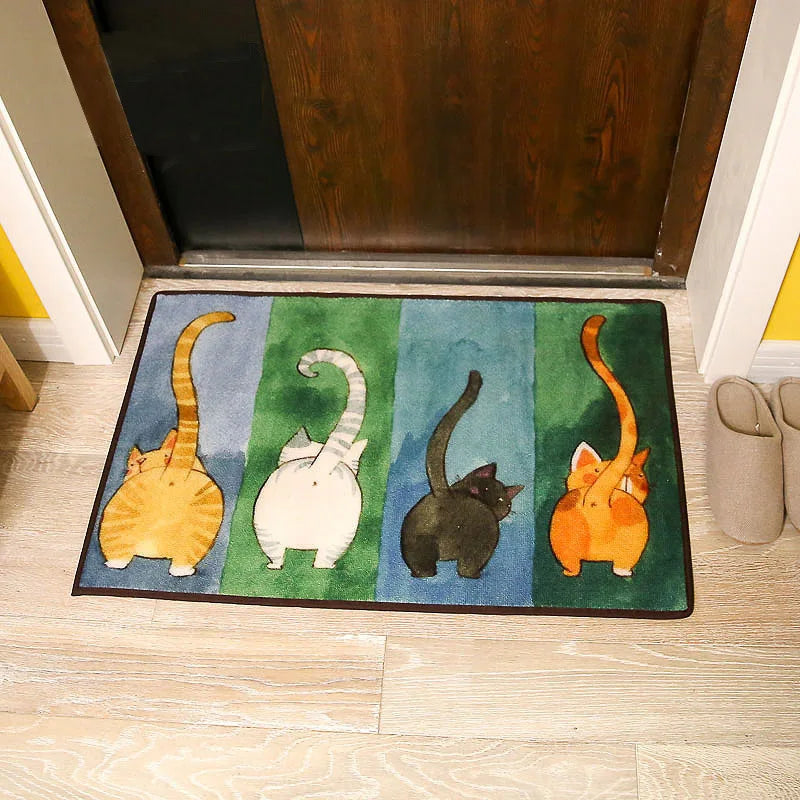 Cute Cats Door Mat For Kids Rugs TPR Anti-Slip Doormat Cartoon Animals Carpet For Child Play Area Rugs Kitchen Bath Mat