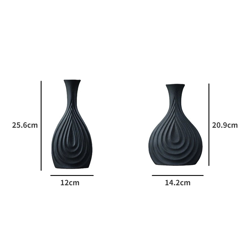 Elora Chic Black Ceramic Vase: Elevate Your Home Decor