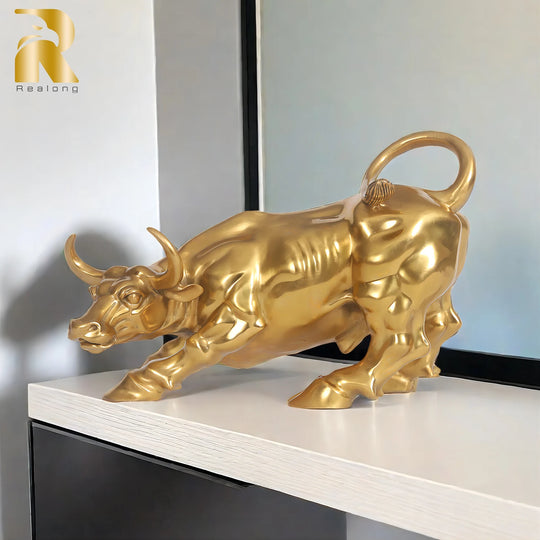 Athena's Bronze Wall Street Bull Statue Sculpture