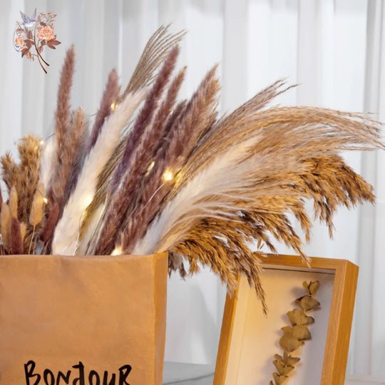 Malani 10Pcs Fluffy Dried Flower Bouquet