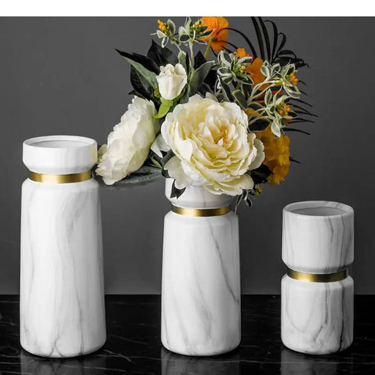 Jaliyah Marbling Ceramic Hydroponic Vase Set