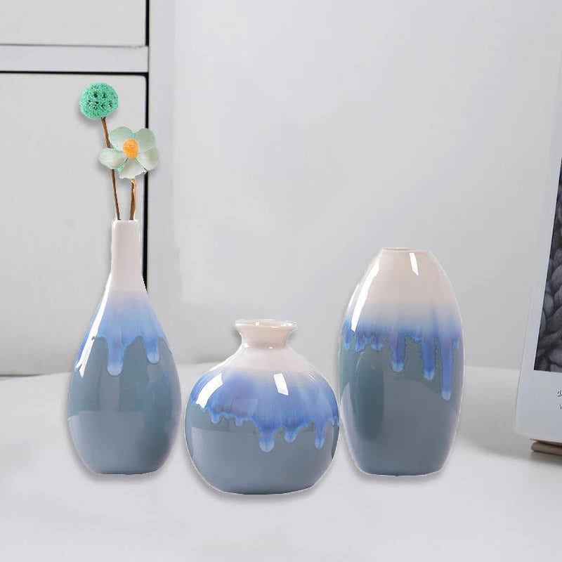 Maliyah Flowing Glaze Ceramic Vase: Minimalist Elegance