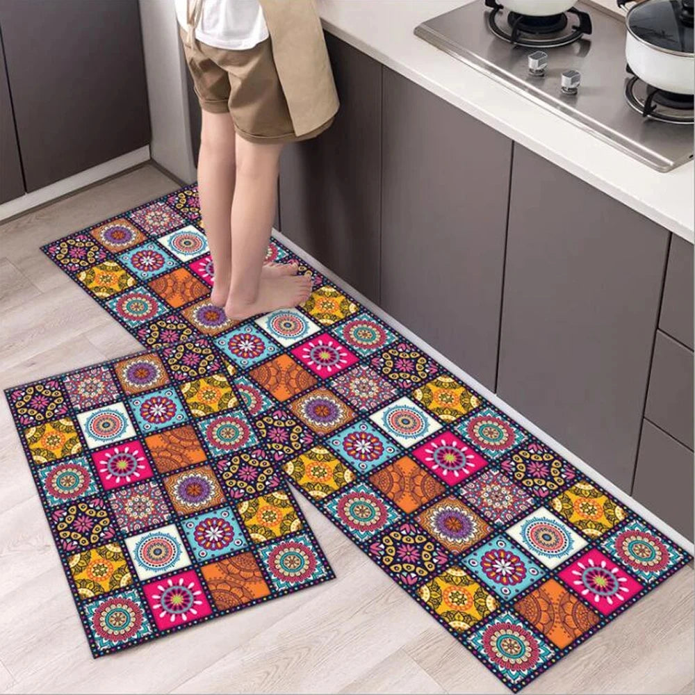 Long Anti Slip Kitchen Carpet Polyester Waterproof Oil Proof Bath Bedroom Floor Mat Living Room Carpet Doormat Kitchen Rug