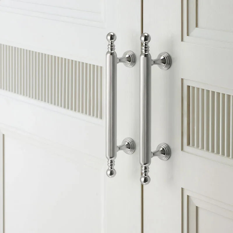 Vivian's Luxurious Gold Chrome Vertical Line Cabinet Brass Handle