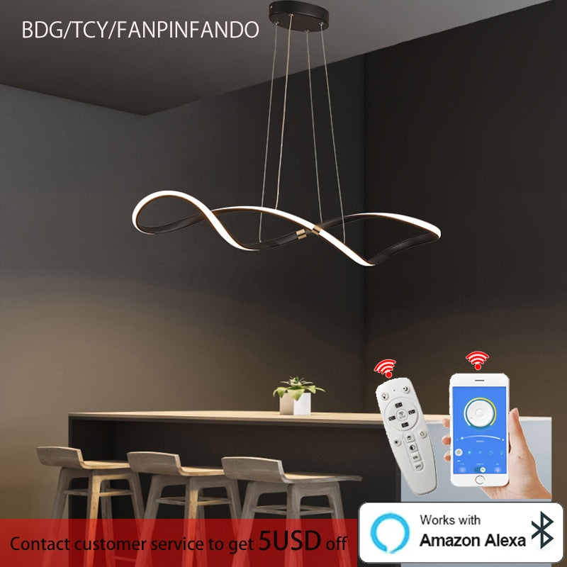 Matte black Modern Led Chandelier For restaurant Kitchen island Hanging lamps Living room Bedroom