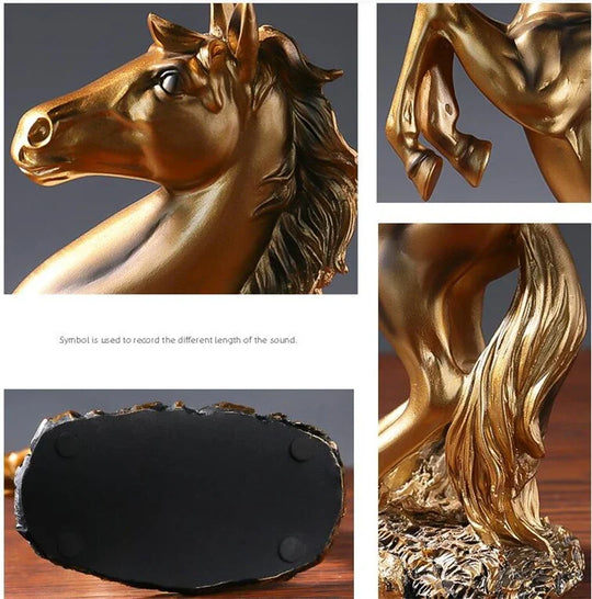 Ailani Gold, White, Black Resin Horse Statue