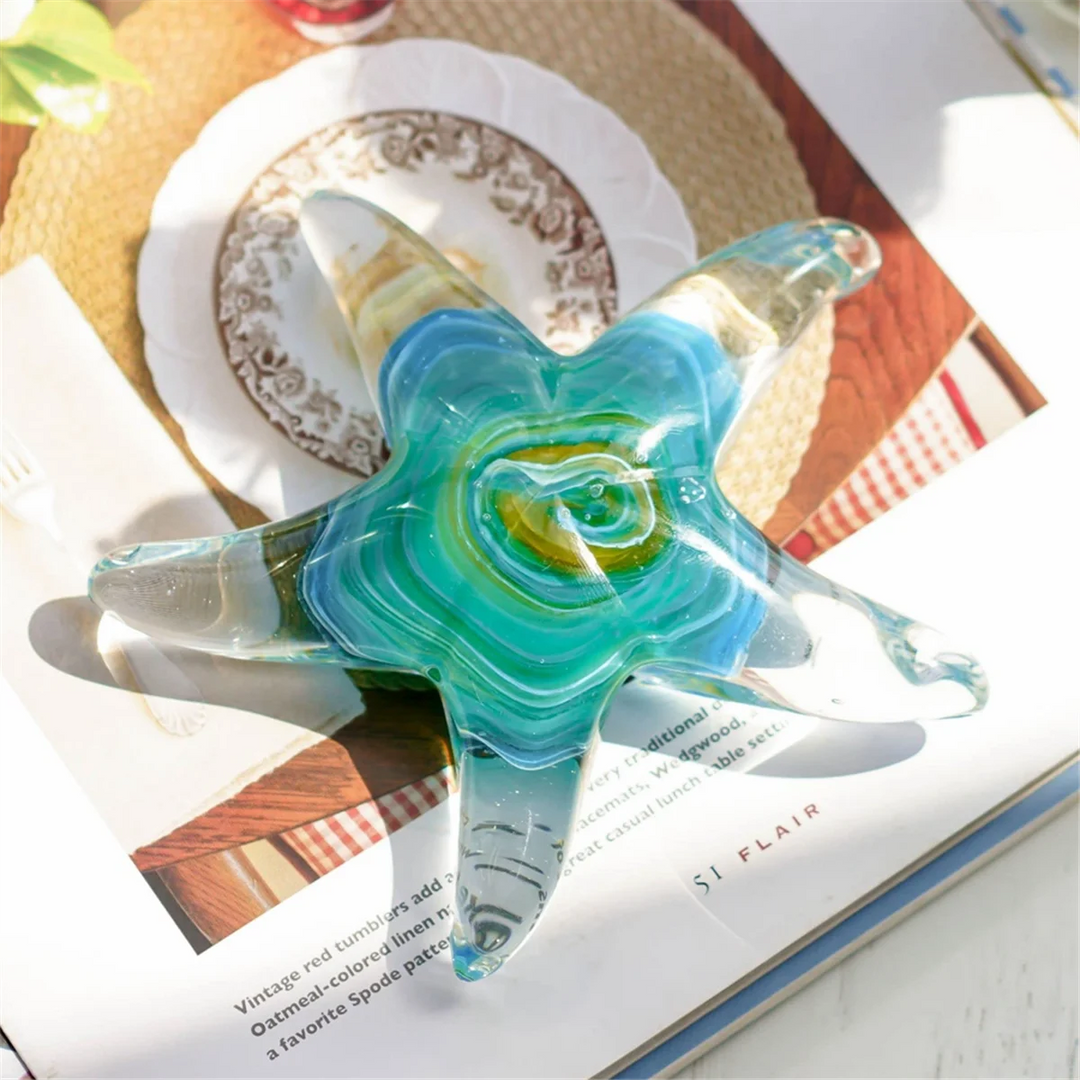 Legacy Crystal Handmade Glass Blown Table Decor, Starfish Figurine