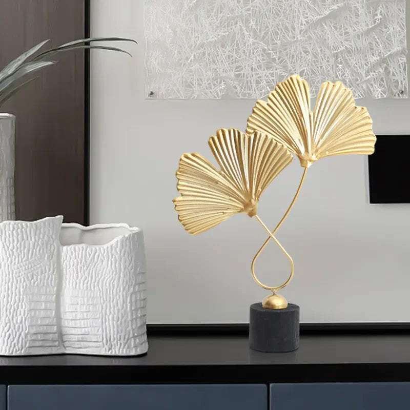 Luciana Nordic Gold Ginkgo Leaf Crafts: Luxury Living Room Decor