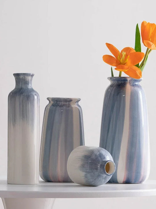 Ainsley Hand-painted Blue Ins Style Ceramic Vase