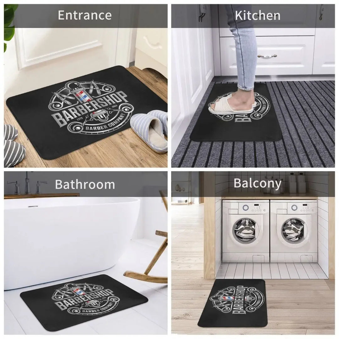 Barber Shop Sign Entrance Doormat Decor Non-Slip Welcome Mats for Home Kitchen Washable Bathroom Floor Mat Balcony Rugs