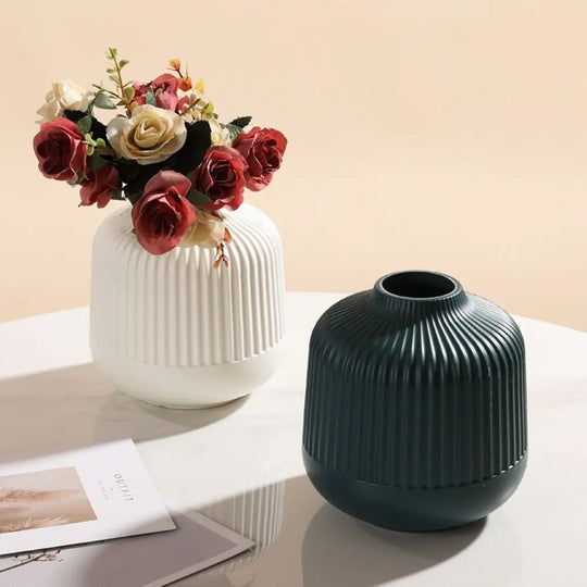 Aleena Imitation Ceramic Flower Vase Solid Color Nordic Style Flower Pot Basket