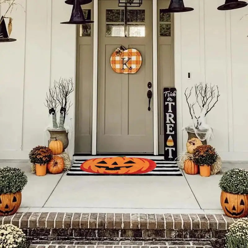 Halloween Pumpkins Floor Door Mats Waterproof Kitchen Flannel Carpets Hallway Rugs Bedroom Bathroom Non-Slip Entrance Doormat