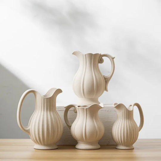 Marina European Minimalism: White Pot-shaped Ceramic Vase