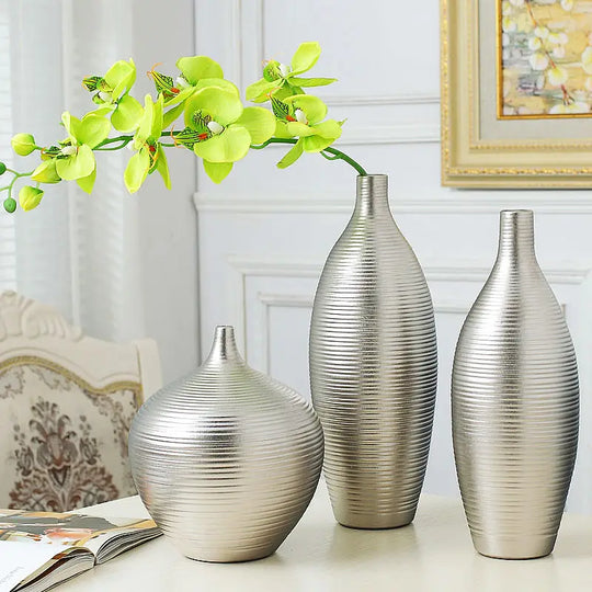 Edith Elegant Silver Vase Set: Elevate Your Home Decor