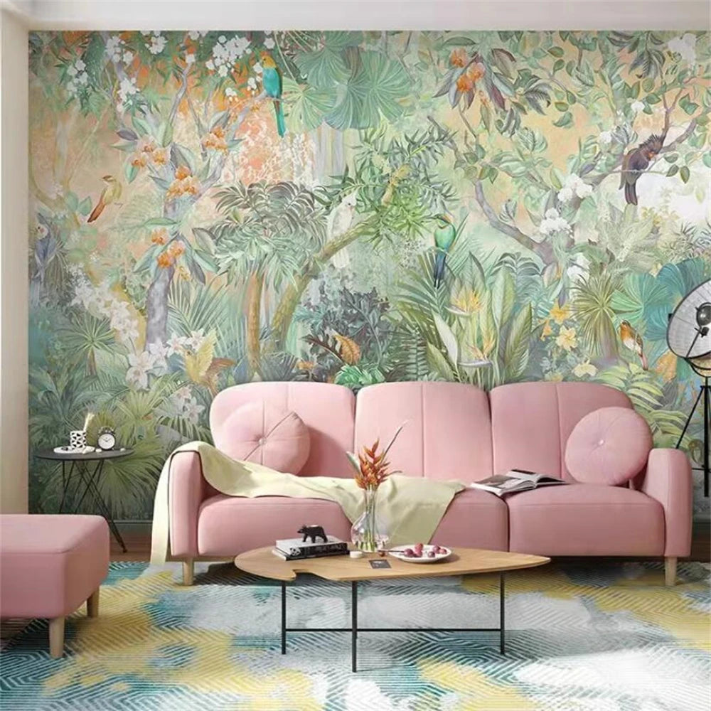 Emily's Custom Tropical Rainforest Mural Wallpaper