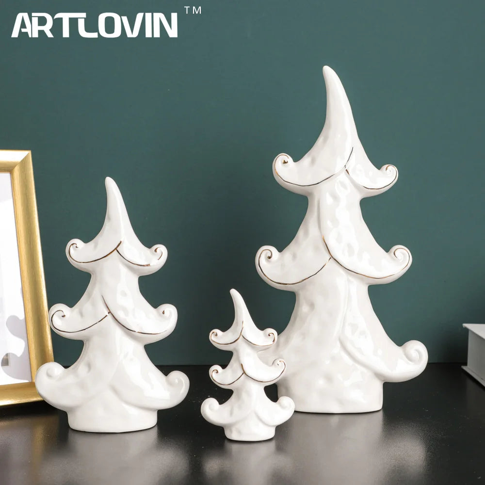 Nora Winter Christmas Decorations Nordic Style Ceramic Tree Figurines: Embrace the Holiday Spirit