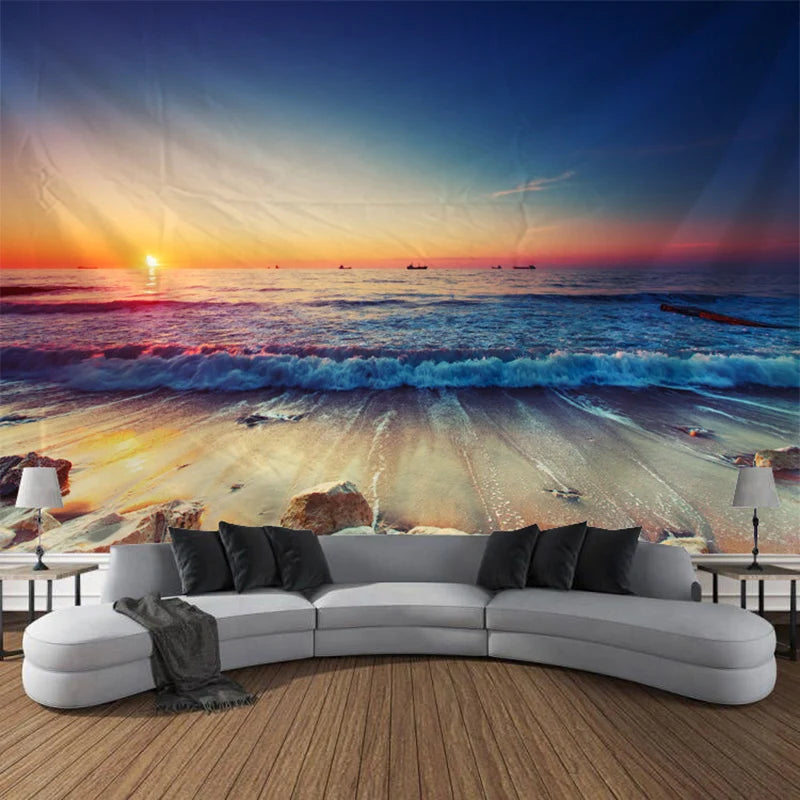 Ella's Beach and Sunset Landscape Tapestry