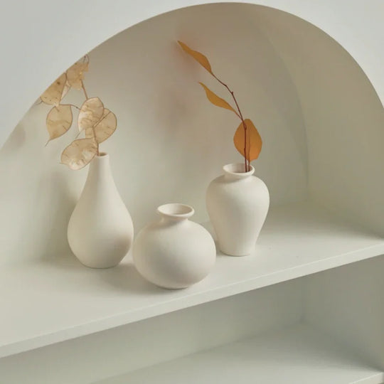 Maxine White Ceramic Vase Set - 5 Mini Vases