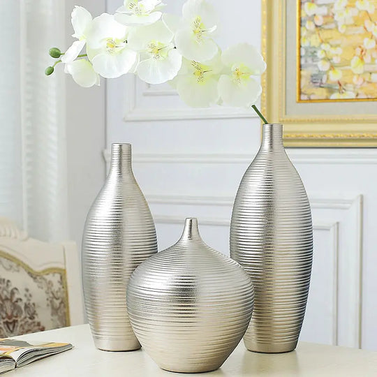 Edith Elegant Silver Vase Set: Elevate Your Home Decor