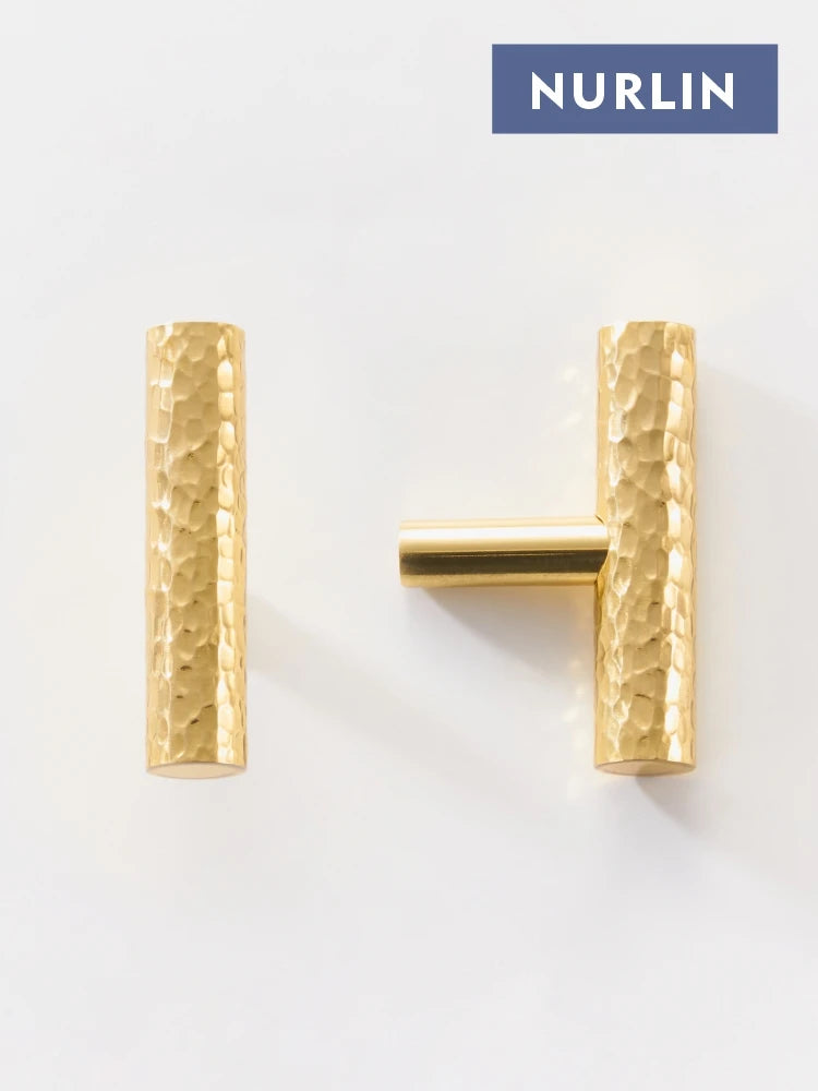 Penny Modern Solid Brass Hammer Pattern Cabinet Handle: Artisan Craftsmanship