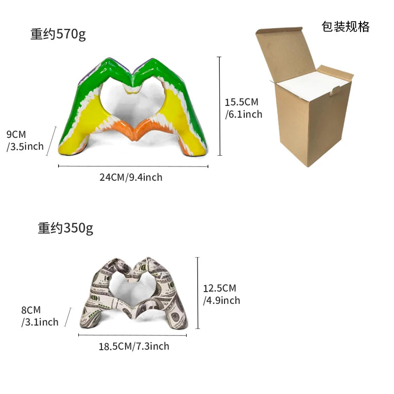 Zoey's Graffiti Resin Heart Gesture Sculpture
