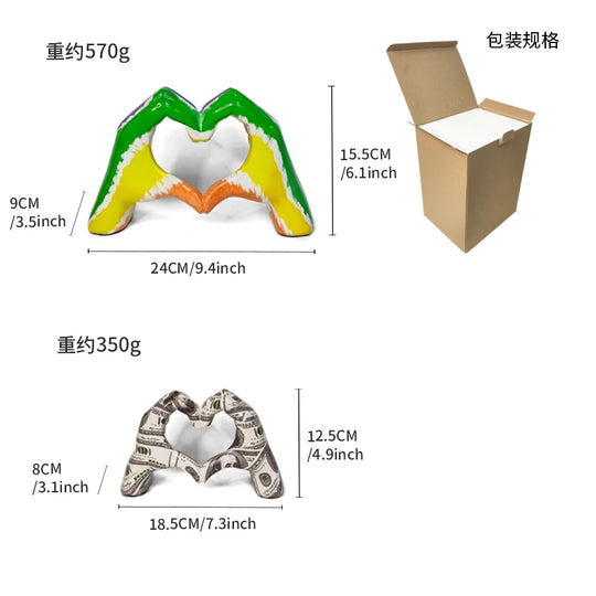 Zoey's Graffiti Resin Heart Gesture Sculpture