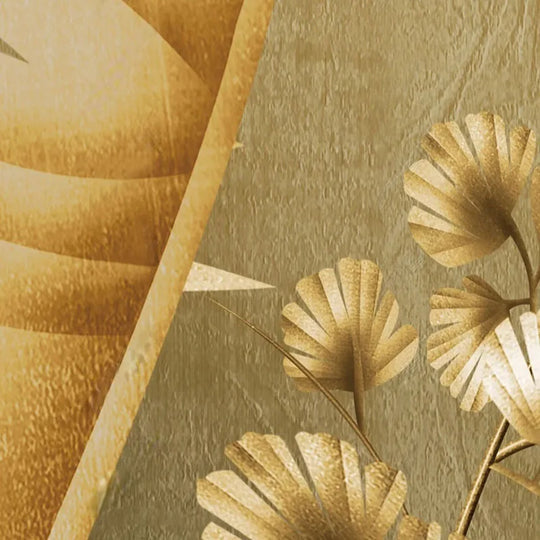 Emily's  Transform Your Space with Custom 3D Golden Leaf Mural Wallpaper