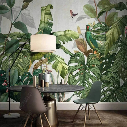 Nordic Green Wall Paper Tropical Rainforests 3d Mural Southeast Asian Jungle Plants Wallpapers for Living Room